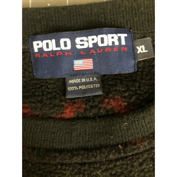 Ralph Lauren Polo Sport Men's Winter Pattern Fleece Pullover XL Black/Red/Green - Picture 5 of 5